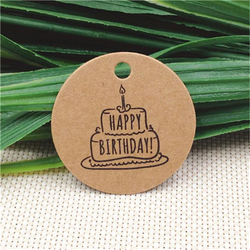 300 шт/партия различные дизайн Висячие крафт-бумажные бирки для ремесла счастливого дня рождения торт DIY Цена Этикетка Примечание ручной работы бирки - Цвет: Brown