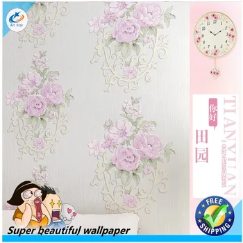 

Bed room kids room girl room sofa background wall paper roll Rural rose 3D wallpaper roll