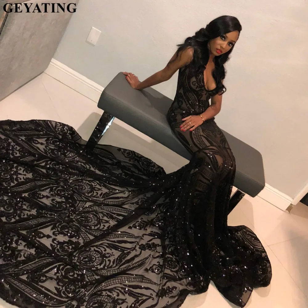 plus size black mermaid prom dress