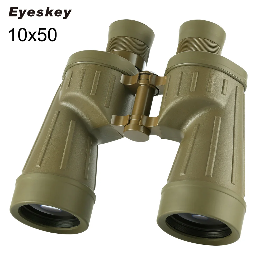 Military 10x50 Binoculars Waterproof Eyeskey Binoculares Professional with Built-in Rangefinder Telescope Bak4 Prism