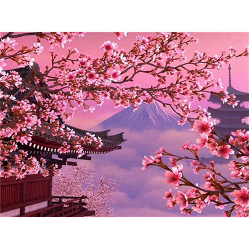 

DIY Diamond Painting Embroidery Cherry Blossom Mt. Crystal 3D Photo Gift Square Diamond Diamond Cross Stud Rhinestone Decoration