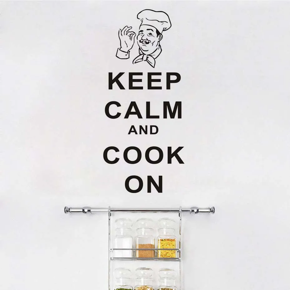 Креативный Keep Calm And Cook на кухне Наклейка стену ПВХ Diy виниловые Съемные Наклейки