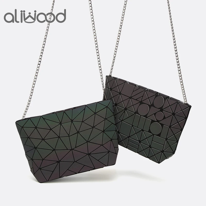 Aliwood جديد الملونة مضيئة حقيبة غير النظامية سلسلة المرأة الكتف حقيبة ساعي الثلاثية الأبعاد هندسية حقائب بيد تقاطعية للسيدات Bolsas