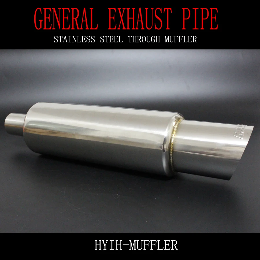 

Universal White Stainless Steel Car Muffler Exhaust Pipe And Silencer 51mm inlet to 89mm outlet Exhaust tip Muffler