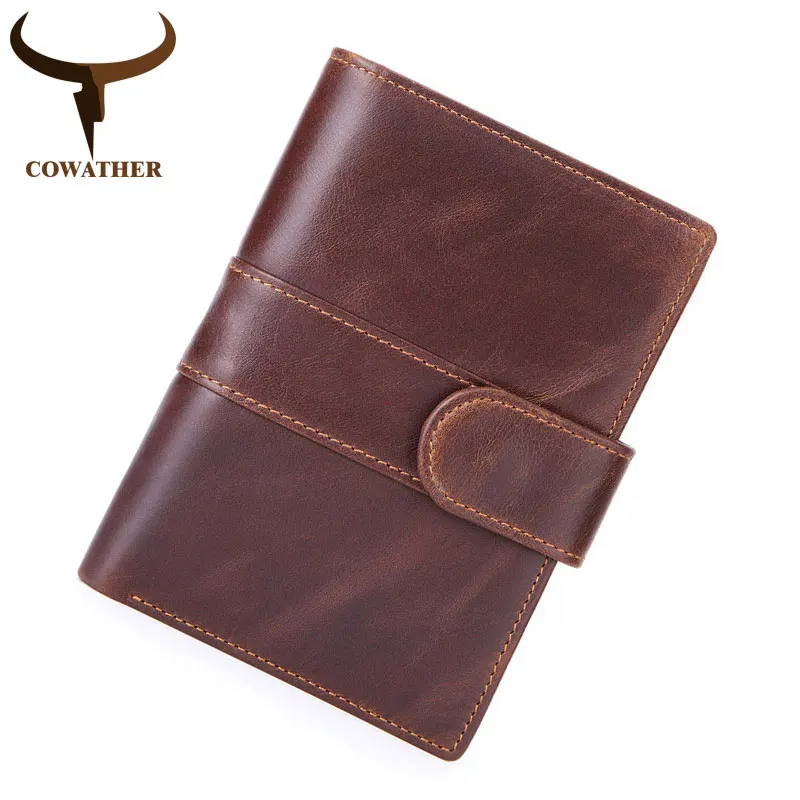 COWATHER 100% top cow genuine leather men wallets 2019 new design wallet high quality oil wax male puse M9119 free shipping | Багаж и