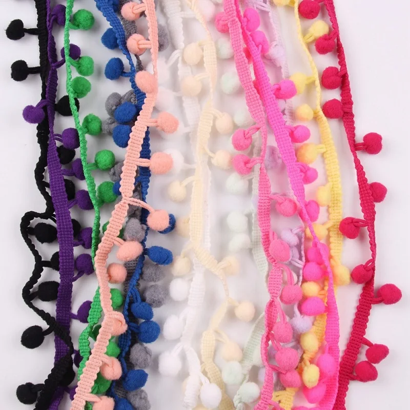 5 Yards Pom Pom Trim Ball 10 mm MINI Pearl Pompom Fringe Ribbon Sewing Lace Kintted Fabric Handmade DIY Craft Accessories