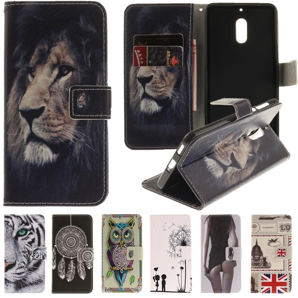 

BigChen Case For Nokia 6 5 3 7 Plus Case Magnetic Flip Wallet PU Leather Painted Cases For Nokia 8 Cover with Stand Card slot
