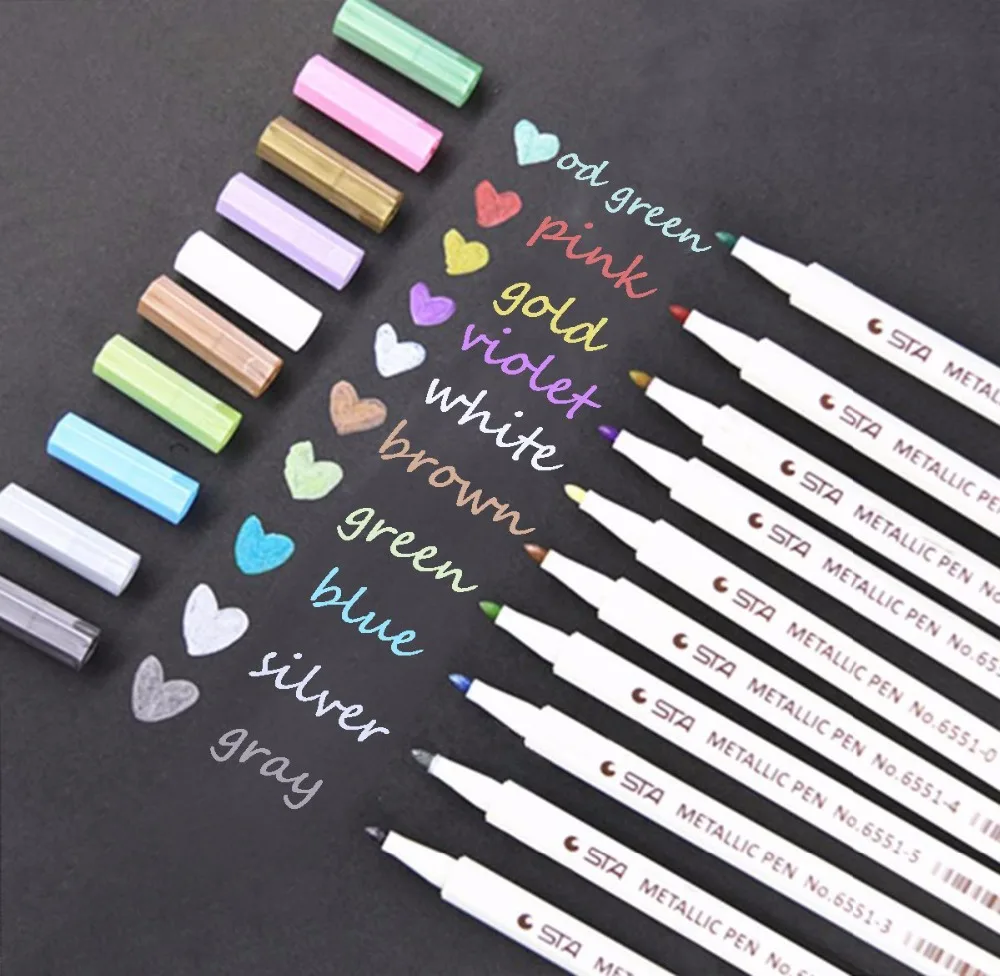 

Metallic Marker Pens Set Card Making and DIY Photo pen set watercolor highlighter marker Kids Doodling glitter marker