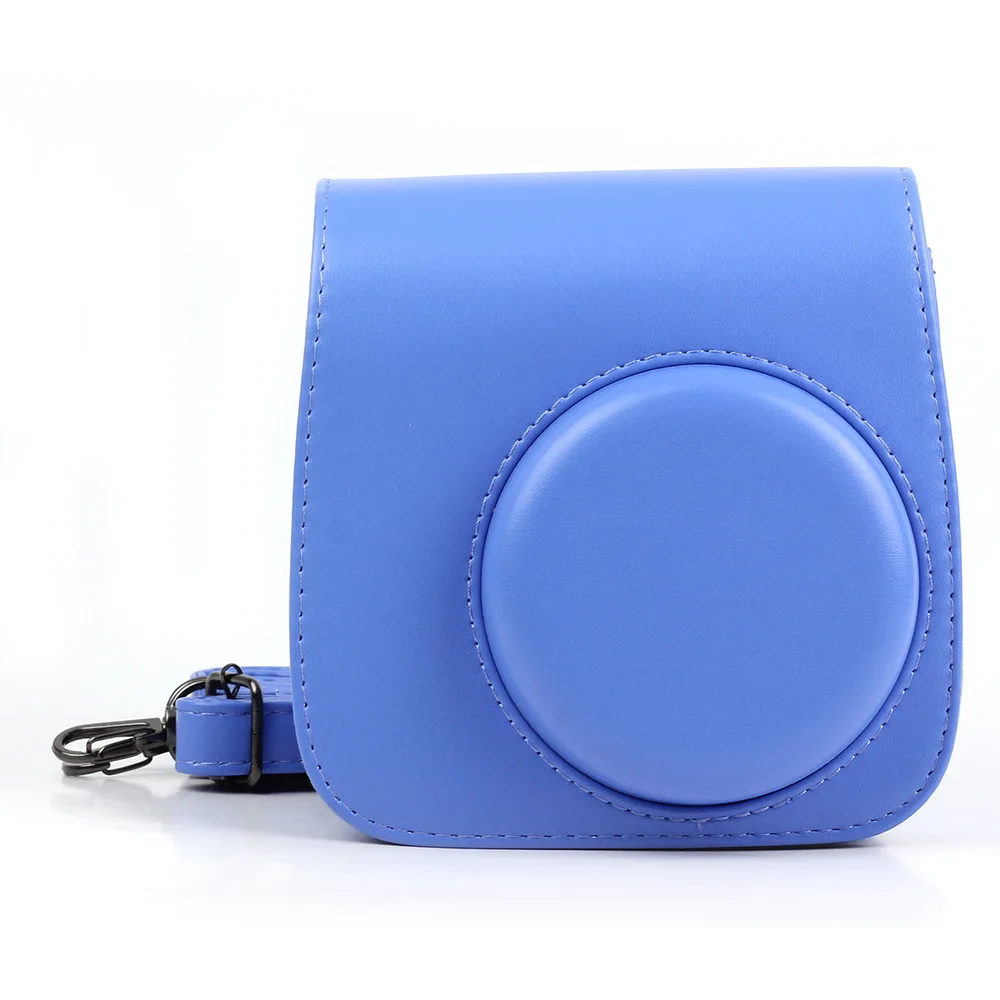 Наплечная камера сумка защитный чехол PU крышка с плечевым ремнем для Fujifilm Instax Mini 8/Mini8+/9 мгновенных пленочных камер - Цвет: Синий