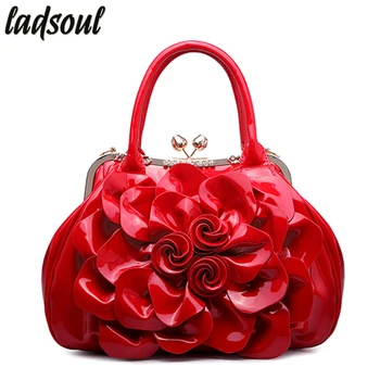 

LADSOUL Floral Patent Leather Women Handbags Good Quality Luxury Women Bag Tote Bag Big Flower Casual Female Shoulder Bag A739/g