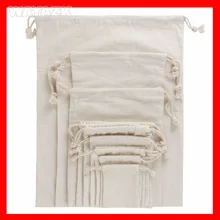 1000 шт/партия) Эко пустой простой хлопок мешочек сумка со шнурками для подарочной упаковки