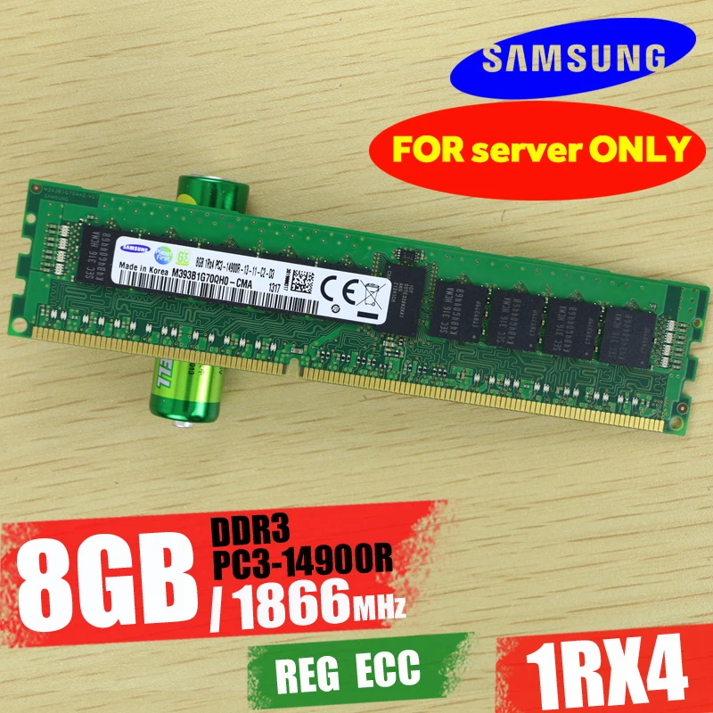 

Samsung 8GB PC3 14900R DDR3 1866MHz 8G 1Rx4 REG ECC High Quality server memory RAM 100% normal work Free shipping