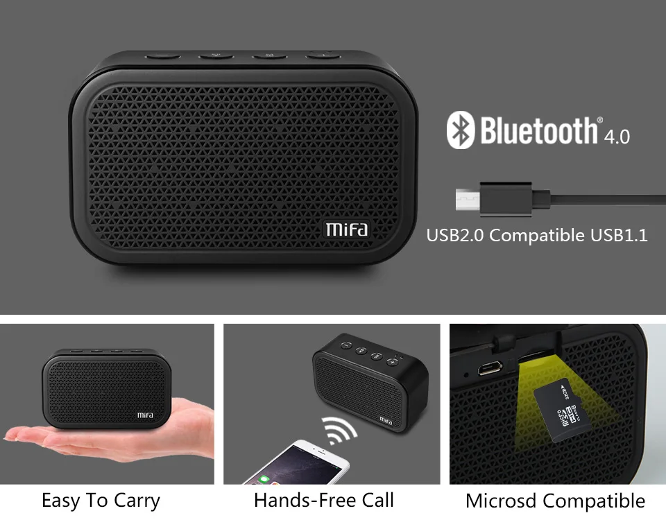 MIFA M1 портативный Bluetooth динамик с стерео музыкальной системой на открытом воздухе беспроводной Bluetooth мини-динамик для iphone Поддержка TF карты