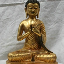 Bi003427 Китайский Тибет Тибетский Буддизм Храм Народная Золото Бронзовая Статуя Будды Шакьямуни