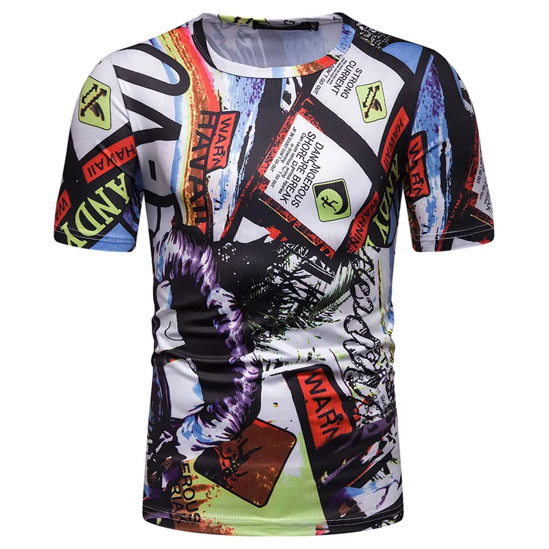 

Men's beach-style printed short-sleeved t-shirts for summer 2019