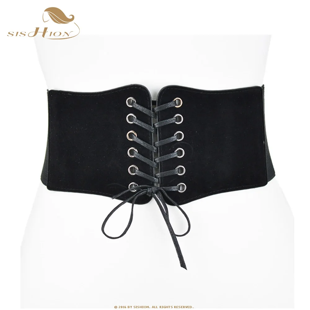 

SISHION Fashion Women Lace Up Corset Bandage Solid Waist Belt Stretchy Elastic Wide Belt Shape-Making Belt VB0024