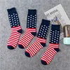 Calcetines de algodón rayado para hombre, calcetín de hoja de arce, con bandera estadounidense ► Foto 2/6