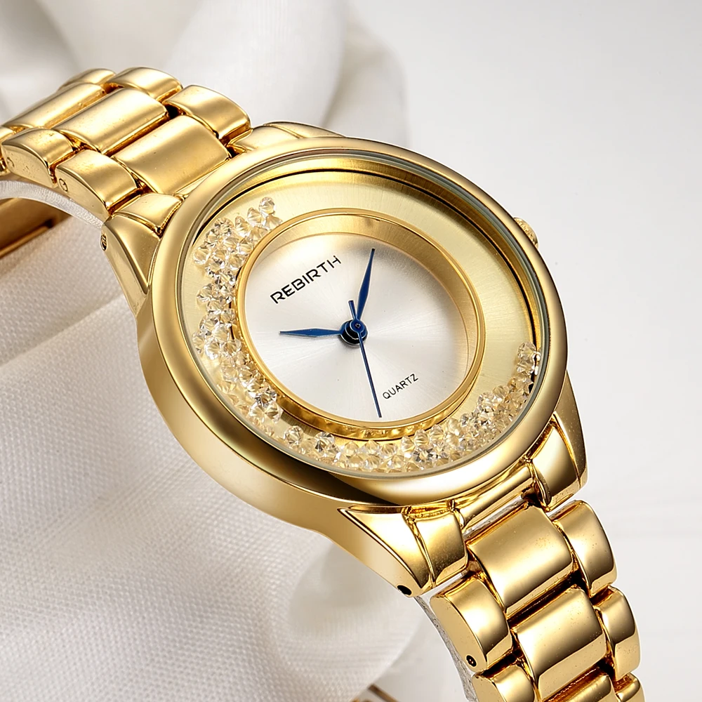 

REBIRTH Brand Rose Gold Women Watches Steel Luxury Ladies Watch Creative Girl Quartz Wristwatch Clock montre femme reloj mujer