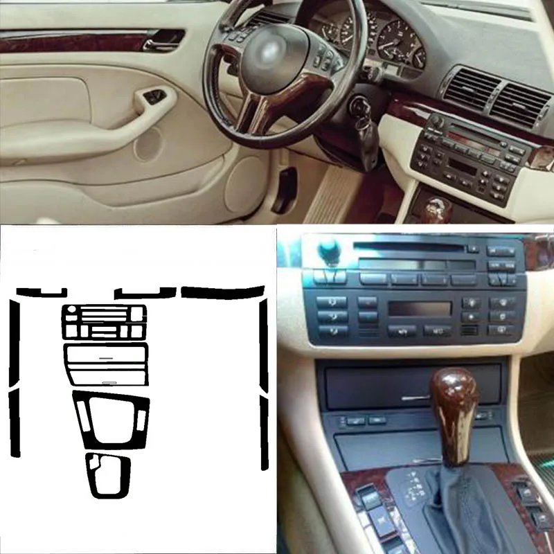 

Car-Styling New 3D Carbon Fiber Car Interior Center Console Color Change Molding Sticker Decals For BMW 3 Series E46