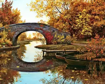 

DIY Digital Painting By Numbers Package Red tower oil painting mural Kits Coloring Wall Art Picture Gift frameless