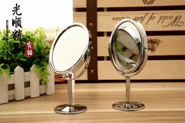 Jollity серебро настольное косметическое зеркало 2-лицевая сторона с зеркальной металлической пряжкой 2X Двусторонняя косметический 1:2 увеличительное Функция Стекло косметическое зеркало