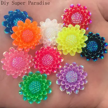 

NEW 10PCS 20mm AB Resin Sunflower Stone Flatback Wedding Diy Design Resin Craft K40
