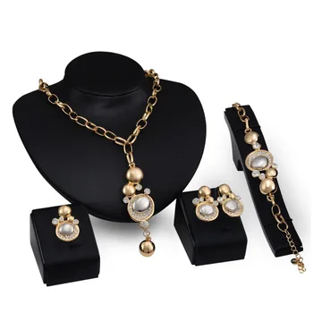 

2016 Women Wedding Bridal Costume Jewelry Sets Gold Dubai African Fashion Elegant Romantic Free Gift Box