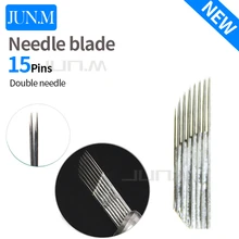 500Pcs 15Pins 2 rows Permanent Makeup Eyebrow Tatoo Blade Microblading Needles For 3D Embroidery Manual Tattoo Pen