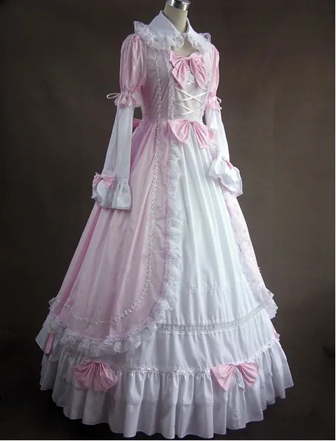 Может быть на заказ ретро розовый/фиолетовый съемный рукав Ренессанс бант викторианская готика Лолита платья