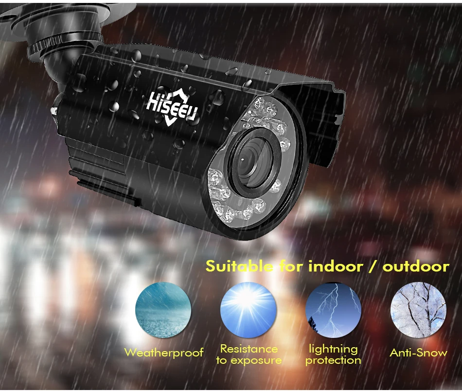 Hiseeu система видеонаблюдения 4CH 720 P/1080 P AHD камера безопасности DVR комплект CCTV Водонепроницаемая наружная домашняя система видеонаблюдения HDD