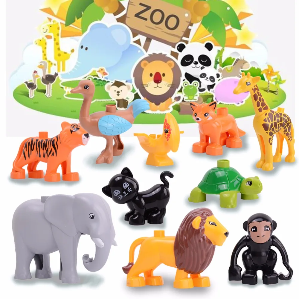 

Legoingly Cute Animals Compatible with Duplos Building Blocks bear Tiger Lion Elephant Bricks Toy Figures For Children Gift