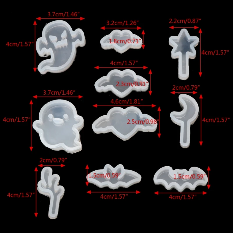 

10Pcs Star Moon Ghost Elf Love Pendant Jewelry Silicone Mold Resin Craft Tool 2018