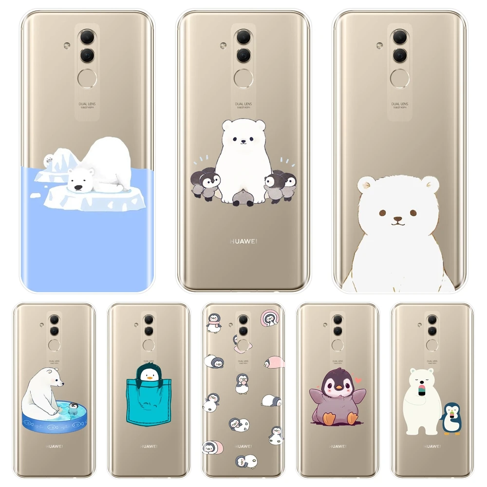 Милый чехол Bear Penguin Kawaii для Huawei Mate 9 10 20 Pro Мягкая силиконовая задняя крышка 7 8 Lite