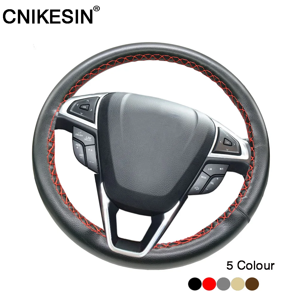 

Diy Car Steering Wheel Cover 100% Real Cowhide Leather Cover With Needles Thread Car Cover For All Car Steering Steering 35-40cm