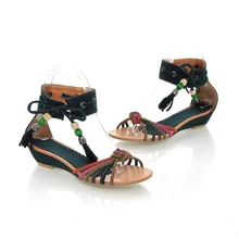 Woman Summer Sandals Shoes Exquisite Pu Leather Sandals Women Sandals Summer Shoes Sexy Flats Fashion Lace Women Flip Sandals