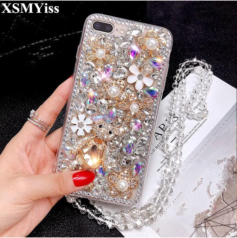 

DIY Luxury Bling Rhinestone Crystal Diamond Bear Phone Case Cover For Huawei P8 P9 P10 P20 P30 PLUS LiTE Mate10 20 Pro Lite Capa