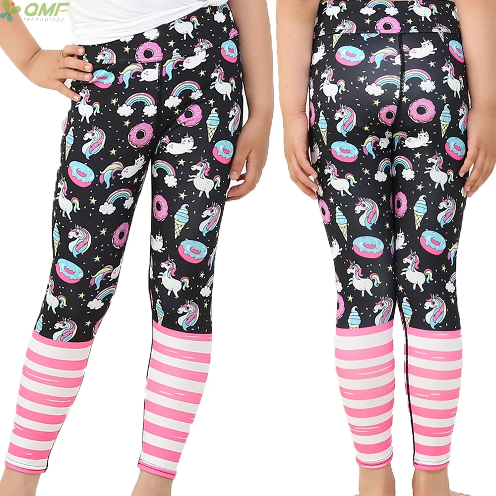 Black Rainbow Unicorn Girls Yoga Pants Robot Unicorn Breathable Quick
