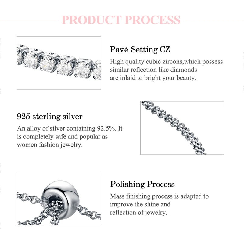 Подлинные 925 пробы серебряные регулируемые теннисные браслеты для женщин с кристаллами CZ ювелирные изделия подарок модный браслет