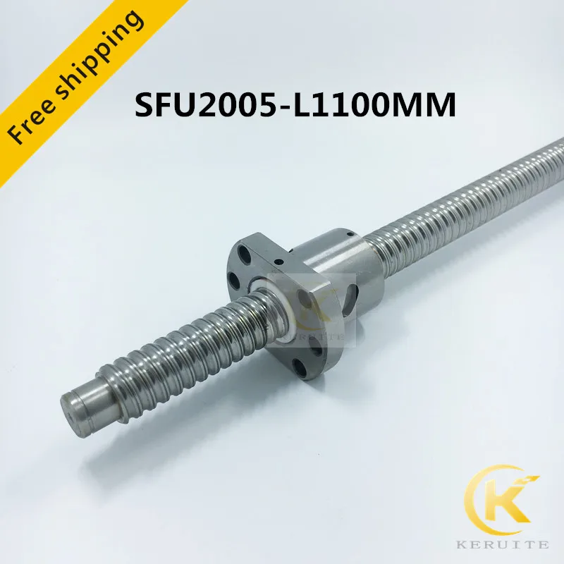 1Pcs Ball Screw SFU2005 L 1100mm+ 1Pcs RM2005 Ballscrew Ball nut for