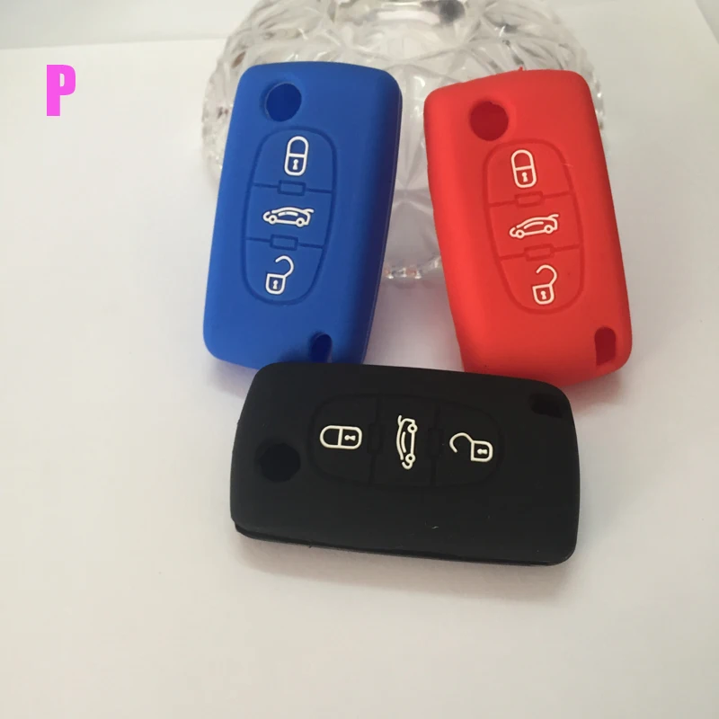 Silicone Cover For PEUGEOT 406 407 408 307 308 107 207 2008 607 3 Buttons Flip