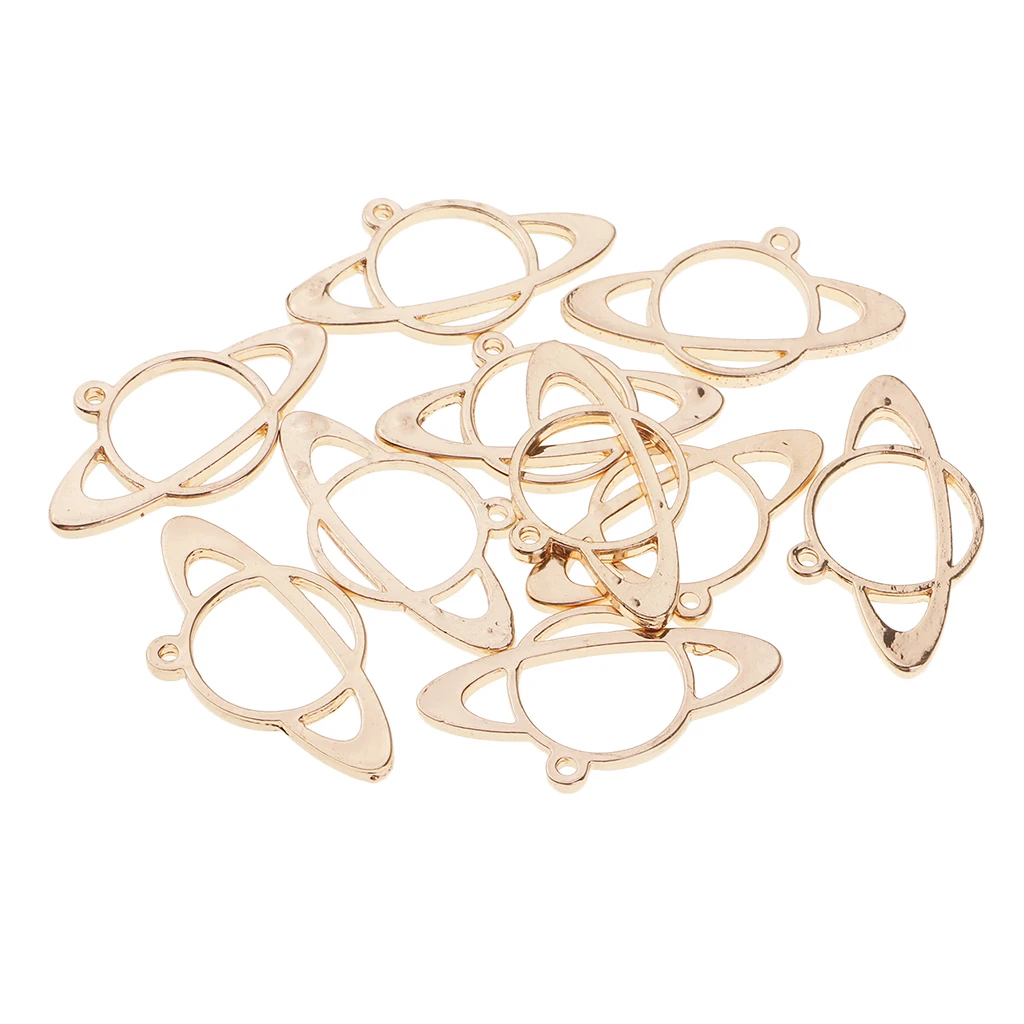 10x Planet Shape Metal Open Bezel Frame Pendant DIY UV Resin Settings Jewelry Making Charms Accessories