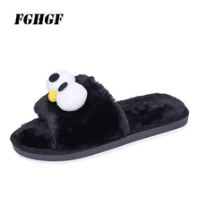 

Hairy slippers female winter spring and autumn season rabbit plush slippers cute indoor wear Casual slippers and loafers