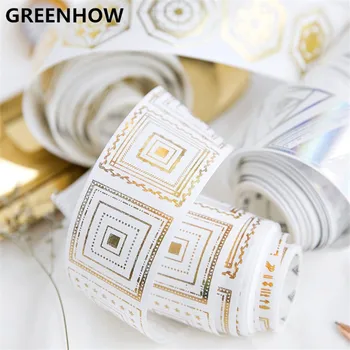 

GREENHOW Gold Foil Washi Tape Japanese Paper Kawaii Scrapbooking Tools Mix Solid Colors Masking Tape Adhesiva Tape 6005