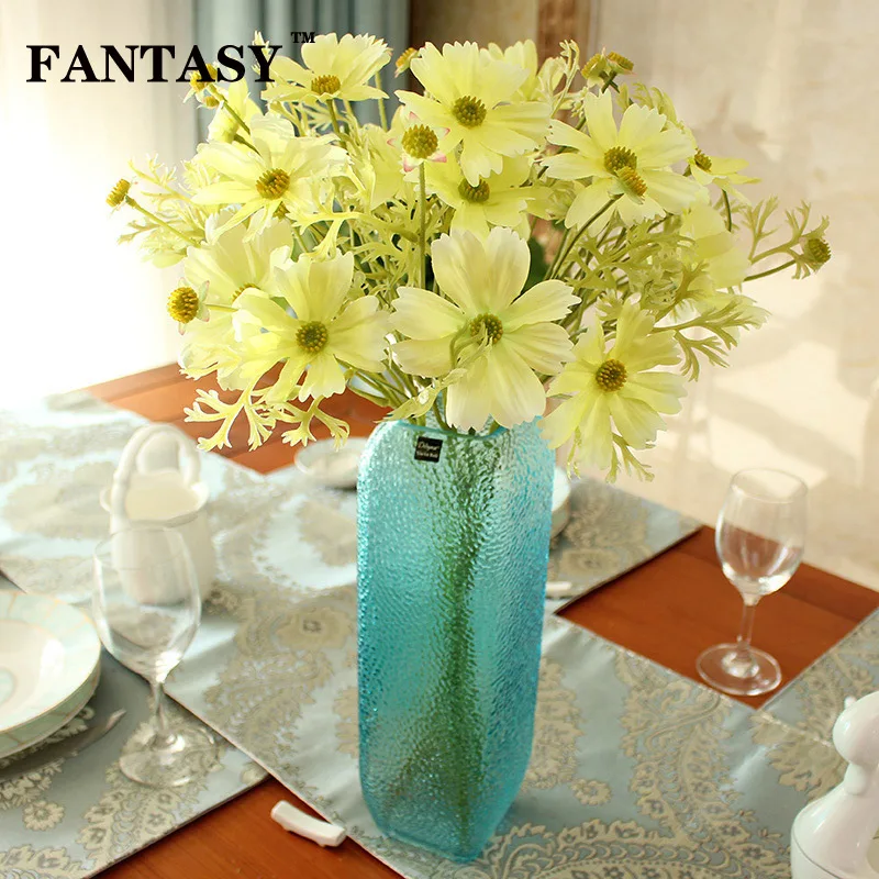 

FANTASY 3Fork Daisy Artificial Flower Fake Cosmos Branch Flower Wall Material Silk Fabric Floral Arranging Room Home Table Decor