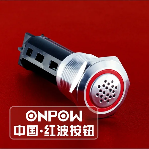 

ONPOW 19mm 12V/24V/110V/220V Incontinous Metal buzzer Anti-vandal Stainless steel LED Flash Buzzer (LAS1-AGQ-SM) CE,ROHS