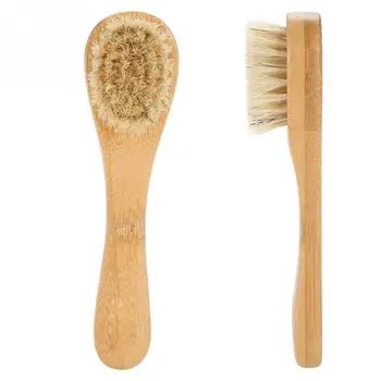 

Wooden Handle Face Brush Exfoliating Cleaning Pore Cleaner Body Skin Bath Body Wash Massager Wooden Bath Shower
