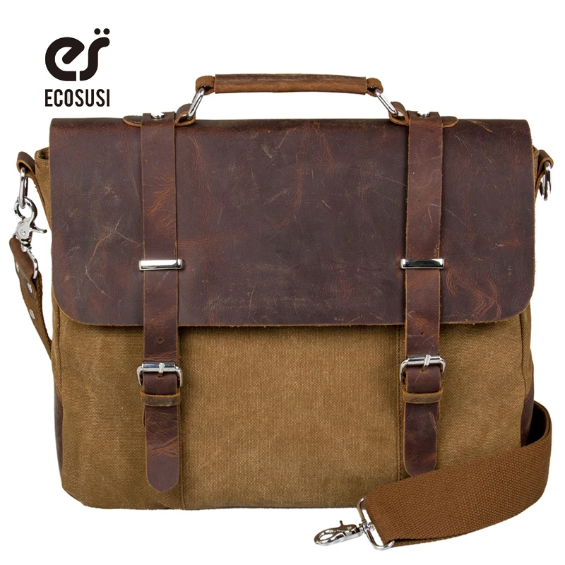 ECOSUSI Good Quality Men PU Leather Messenger Bags For Men Fashion Messenger Bag Laptop Bags ...