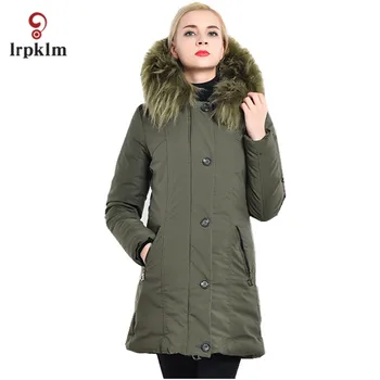 

2018 New Large Size Women Winter Jackets Female Middle Long Fur Hooded Collar Parkas Women Warm Cotton Padded Coat PQ202