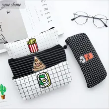 1PCS Cartoon Korea Pencil Bag Cute Fries Canvas Storage Zipper Pencil cases Office Supplies Stationery Bags 2017 cute cartoon us naked bear pencil case cartoon cartoon multi function double zipper canvas pencil bag school office storage