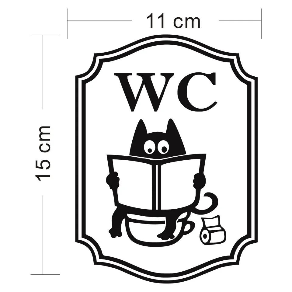 Cunymagos WC Water Closet Cartoon Cat Creative Car Sticker Fashion Funny Window Decoration Decal Car Styling Stickers 11CM15CM (2)